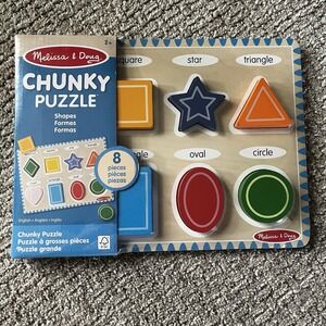 Melissa and Doug Shapes Wooden Chunky Puzzle 8 Pieces‎ Kids Fun Learning Toy Set